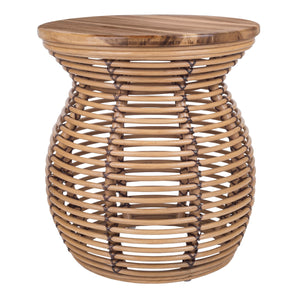 Quito Rattan Side/ End Table w/ Wood Top, Honey