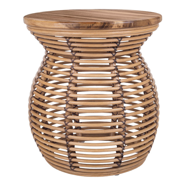Quito Rattan Side/ End Table w/ Wood Top, Honey