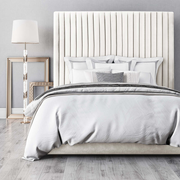 Arabelle White Velvet Bed in King