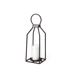 Kingston II Small Rustic Metal Framed Table Candle Holder