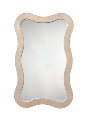 Deli Wavy Bamboo Wall Mirror, Cream