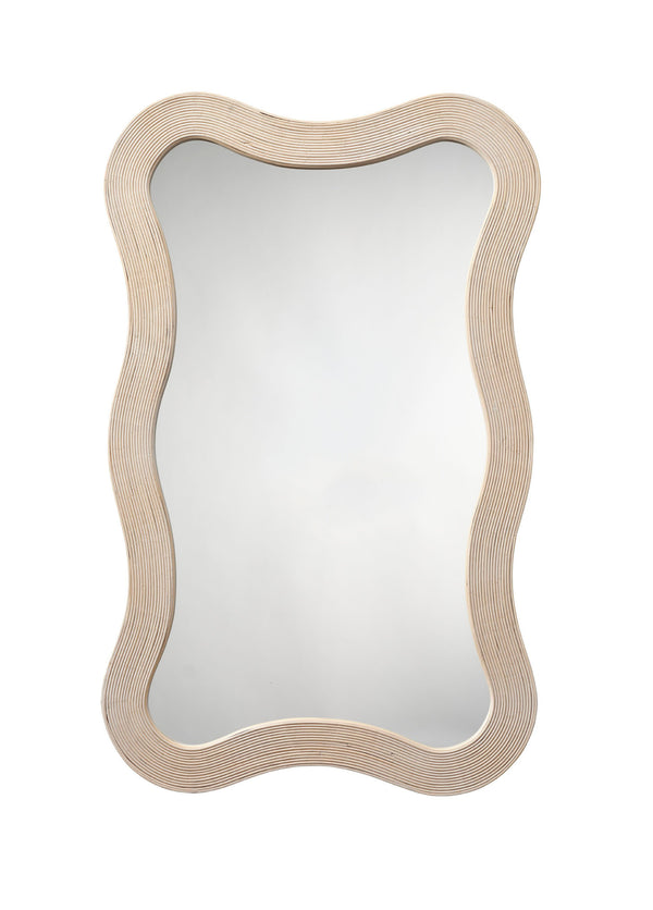 Deli Wavy Bamboo Wall Mirror, Cream