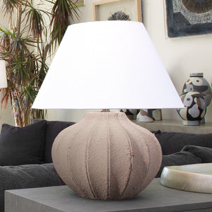 Clamshell Ceramic Table Lamp with Linen Shade