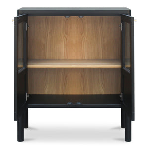 Moe's Hannah Cabinet Black with Glass Inserts