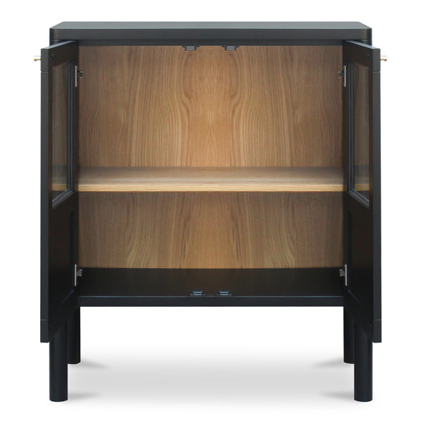 Moe's Hannah Cabinet Black with Glass Inserts