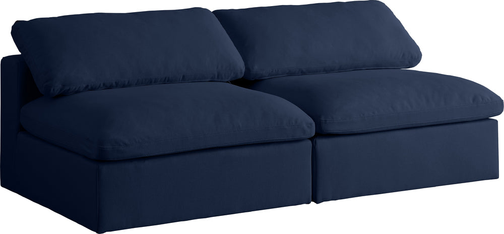 Carmen Cloud Modular Armless Sofa In Navy Linen Fabric