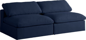 Carmen Cloud Modular Armless Sofa In Navy Linen Fabric
