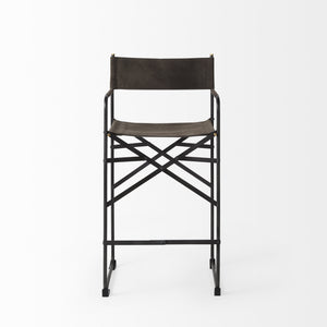 Direttore 19.3L x 19.3W x 40.2H Brown/Gray Suede W/ Metal Frame Counter Stool