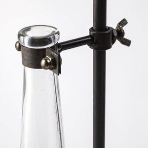 Jarvis Set of Five Dark Brown Metal and Glass Chemistry Inspired Bottles