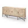 Hogarth III 72L x 15W x 34H Brown Solid Wood Frame Gold Metal Base 4 Cabinet Door Sideboard