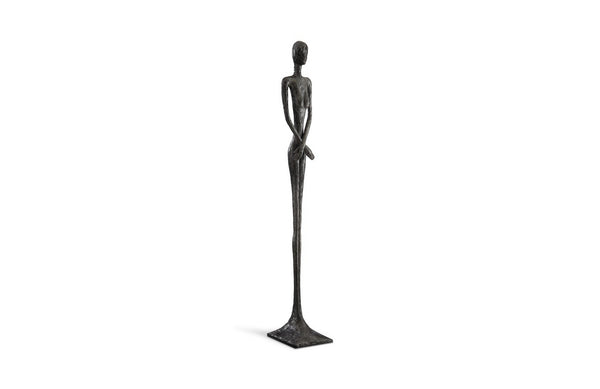 Skinny Female Sculpture, Liquid Silver