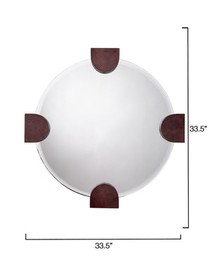 Quadrant Leather Round Wall Mirror