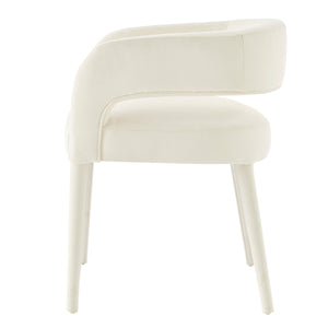 Lauryn Velvet Dining Side Chair, Dainty Cream