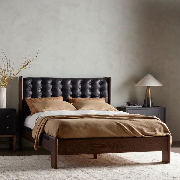 Halston Bed In Terra Brown Ash In Queen