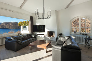 Haylie 8 Light Chandelier in Matte Black + Brushed Nickel Finish
