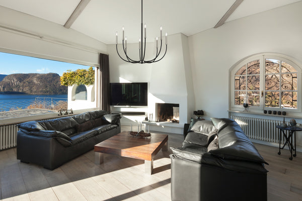 Haylie 8 Light Chandelier in Matte Black + Brushed Nickel Finish