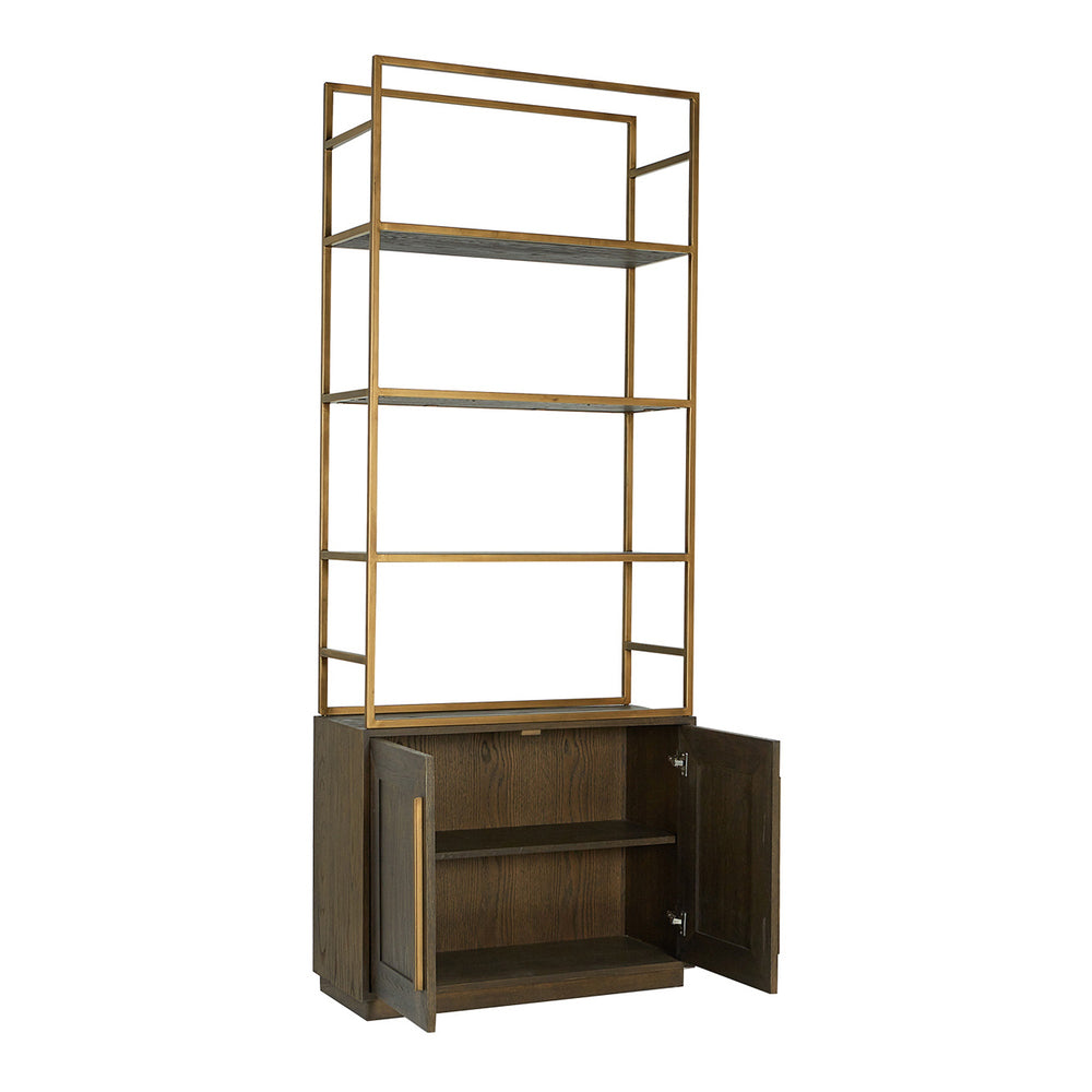 Moe's Elliot Bookshelf Brown Oak with 4 Shelves