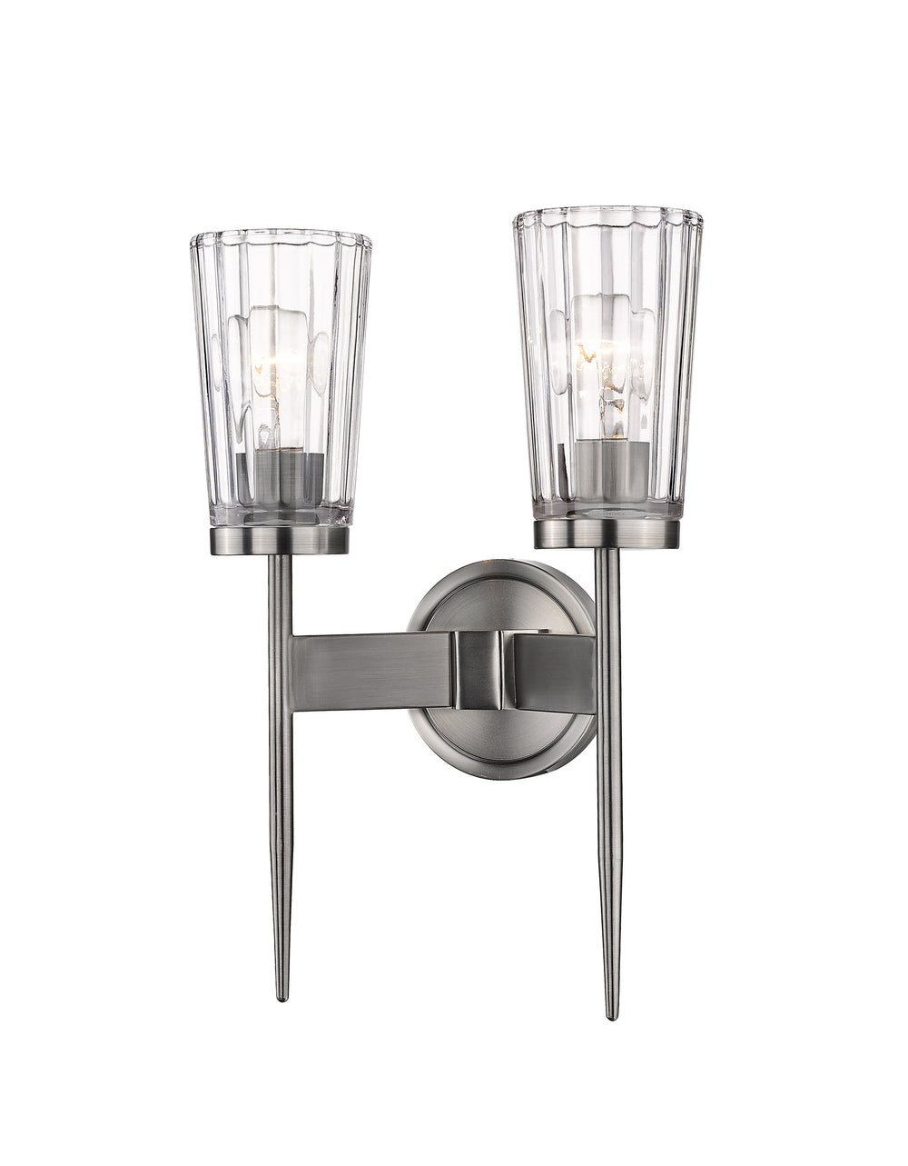 Flair 2 Light Wall Sconce in Antique Nickel Finish