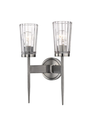 Flair 2 Light Wall Sconce in Antique Nickel Finish