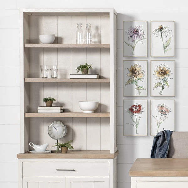 Fairview I  White and Medium Brown Wood Three Shelf Shelving Unit