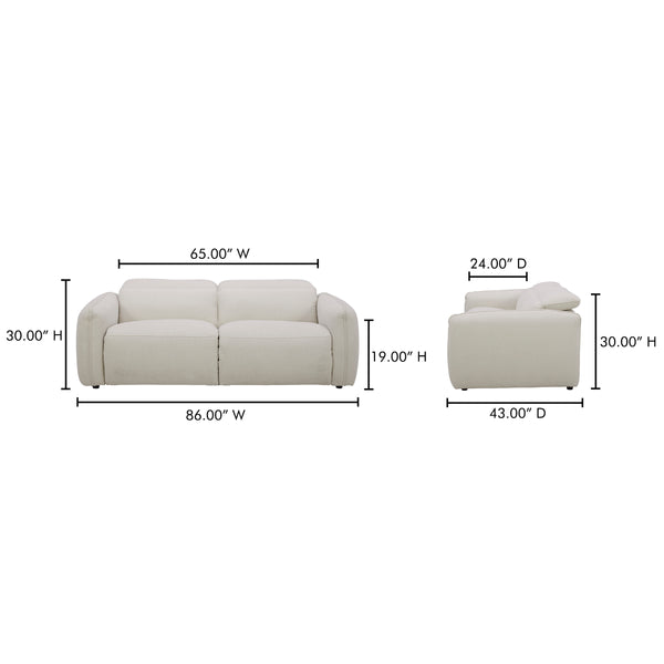 Eli Power Recliner Sofa in Warm White