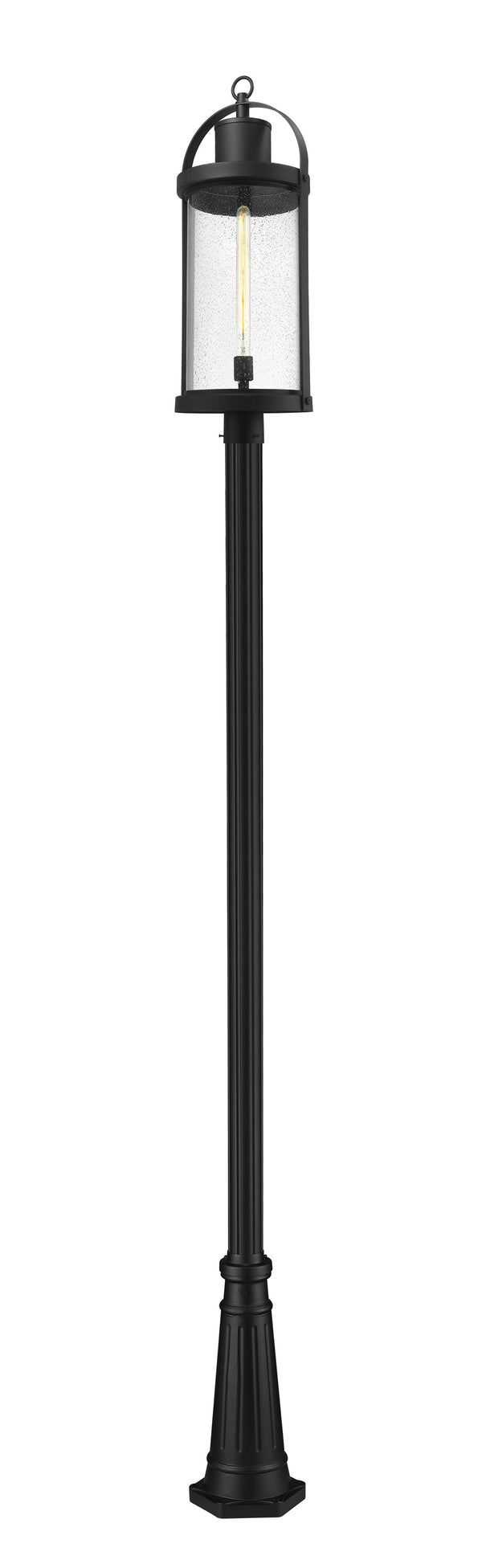 Roundhouse 1 Light Outdoor Post Mounted Fixture in Black Finish