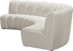 Lynda 3pc. Modular Sectional In Cream Velvet