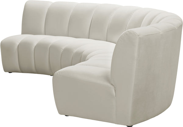 Lynda 3pc. Modular Sectional In Cream Velvet