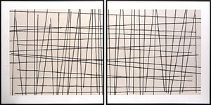 Crosshatch (set Of 2) - 48" X 48" - Black Floater Frame