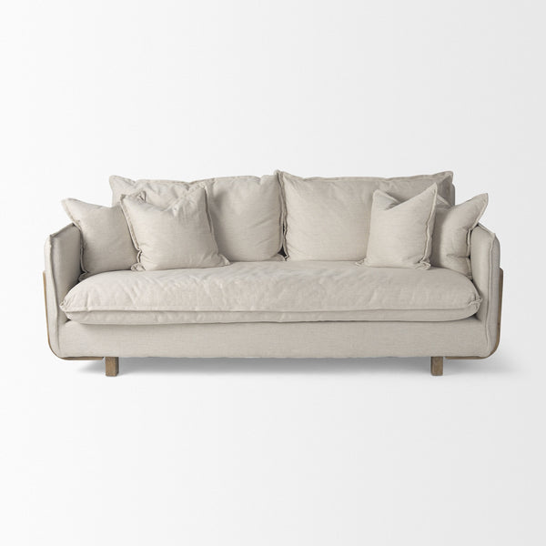 Roy I 84" Beige Upholstered Three Seater Sofa