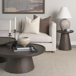 Takoda Dark Brown Wood Tapered Drum Nesting Coffee Tables