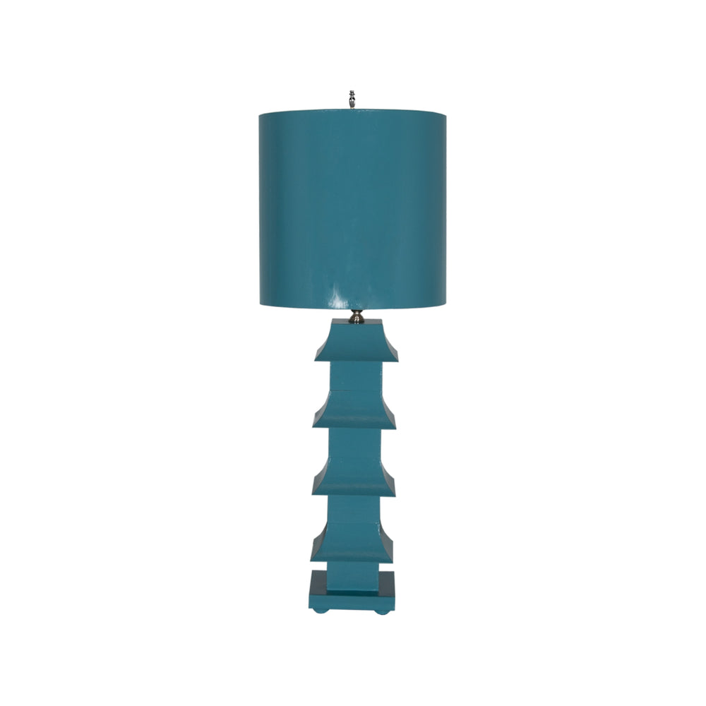 TURQUOISE TOLE PAGODA LAMP