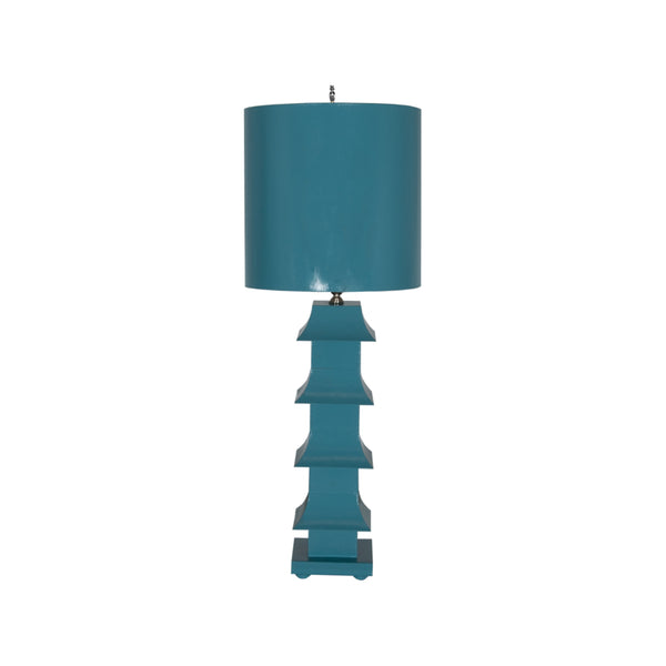 TURQUOISE TOLE PAGODA LAMP