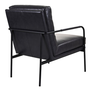 Moe's Verlaine Armchair in Raven Black Leather