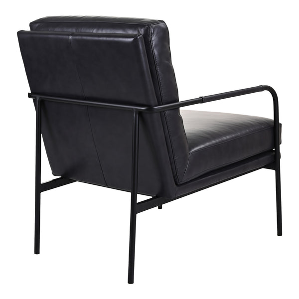 Moe's Verlaine Armchair in Raven Black Leather