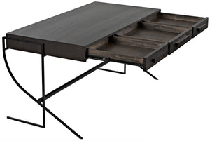 Frank Ebony Walnut Desk with Matte Black Steel Base