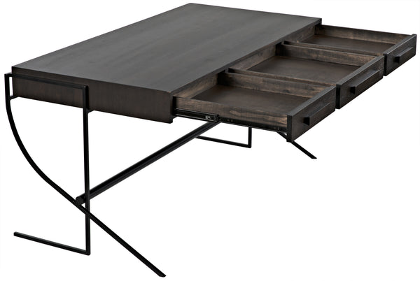 Frank Ebony Walnut Desk with Matte Black Steel Base