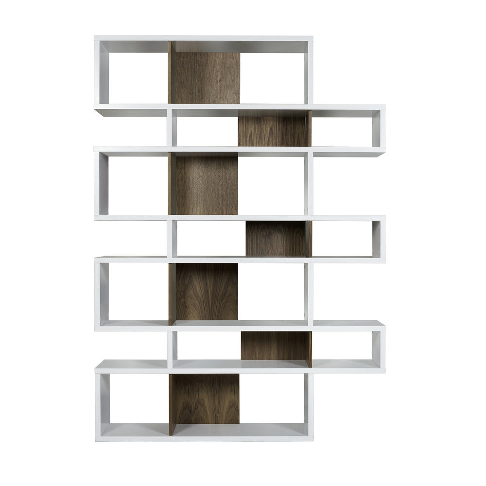 London Composition Large Bookshelf White/Walnut