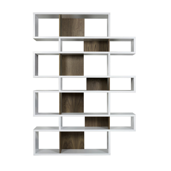 London Composition Large Bookshelf White/Walnut