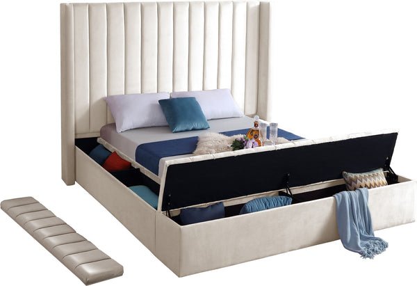 Joanne King Bed In Cream Velvet