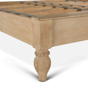 Taj Mango Wood King Bed in Natural Whitewash Finish