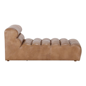 Ramsay Leather Chaise in Tan with Ribbed Detail