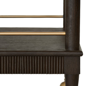 CLASSIC BAR CART WITH FLUTED DETAIL IN ESPRESSO OAK