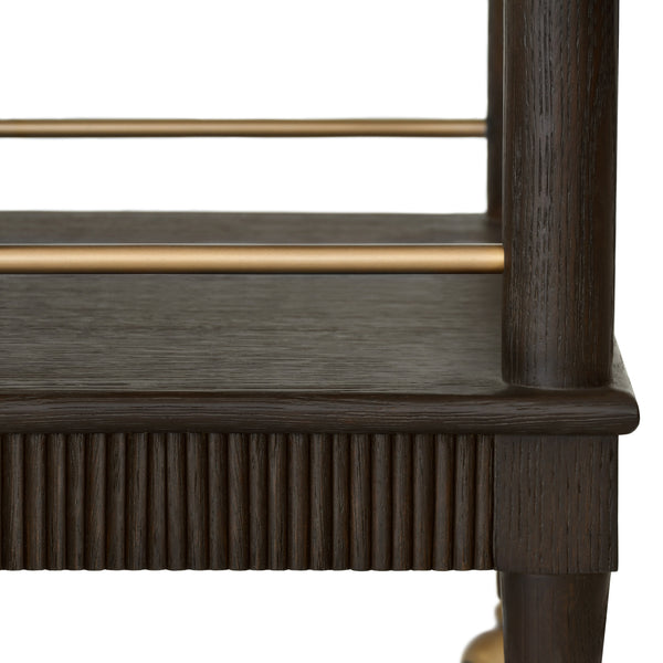 CLASSIC BAR CART WITH FLUTED DETAIL IN ESPRESSO OAK