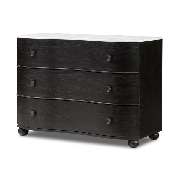 Tiago Marble Chest - Distressed Black