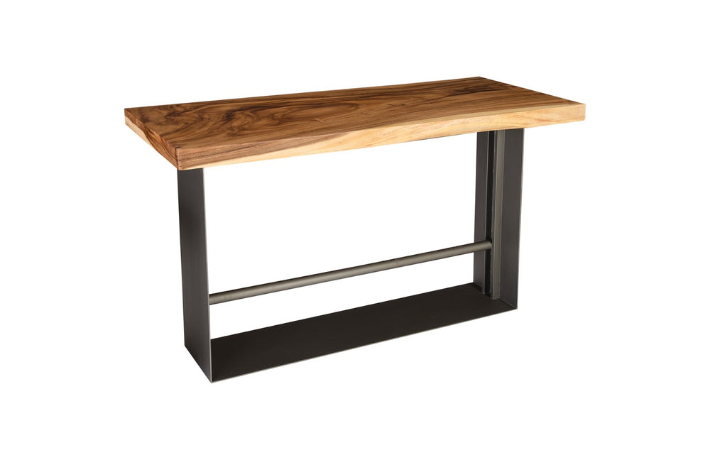 Iron Frame Bar Table, Chamcha Wood, Natural