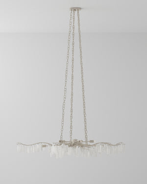 Forest Light Silver Chandelier In Textured Silver & Natural