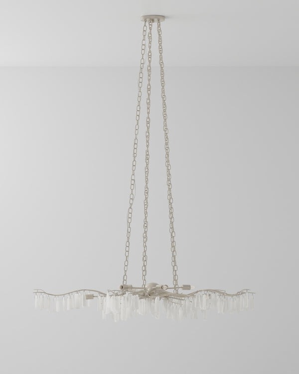 Forest Light Silver Chandelier In Textured Silver & Natural