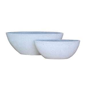 Set Of 2 White Creastone Ship Pot