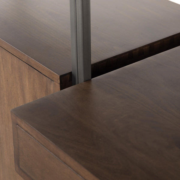 Trey Modular Wall Desk W/ 2 Bookcases - Auburn Poplar